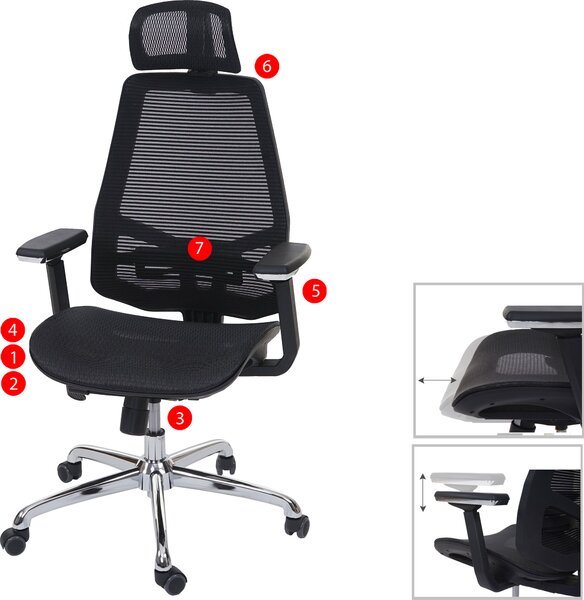 Sedia da ufficio HWC-A58, sedia da scrivania, funzione scorrevole tessuto/tessuto ISO9001 ~ nero/nero