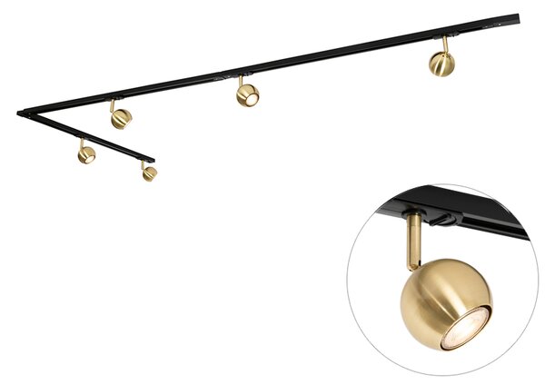 Sistema di illuminazione a binario moderno con 5 faretti oro 1 fase - Iconic Gissi