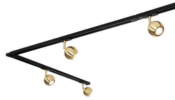Sistema di illuminazione a binario moderno con 5 faretti oro 1 fase - Iconic Gissi