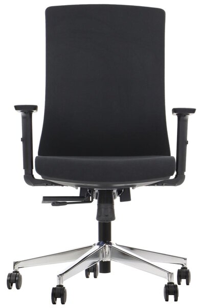 Sedia da ufficio girevole ergonomica TONO, base cromata, braccioli regolabili, rivestimento nero