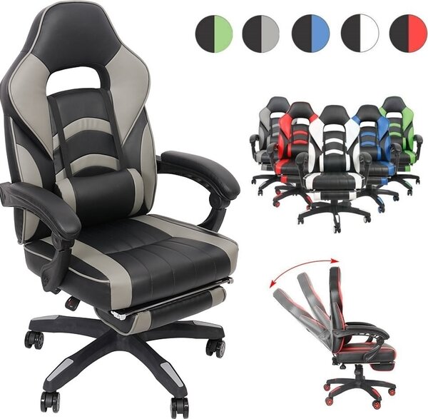 Mucola sedia da gioco con poggiapiedi sedia da scrivania regolabile in altezza BüBraunuhl sedia executive seduta a secchiello sedia girevole - nero / blu
