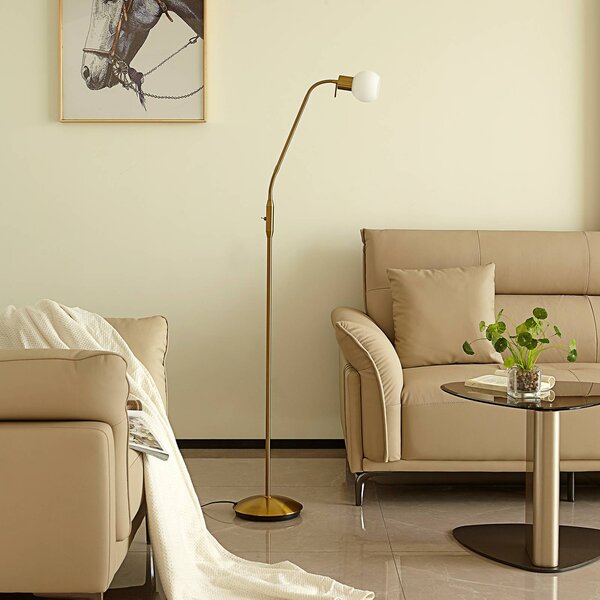 Lampada da terra ELAINA Lindby, Ottone / Oro, Soggiorno / Sala da pranzo, Metallo, Moderno, Lampada da terra