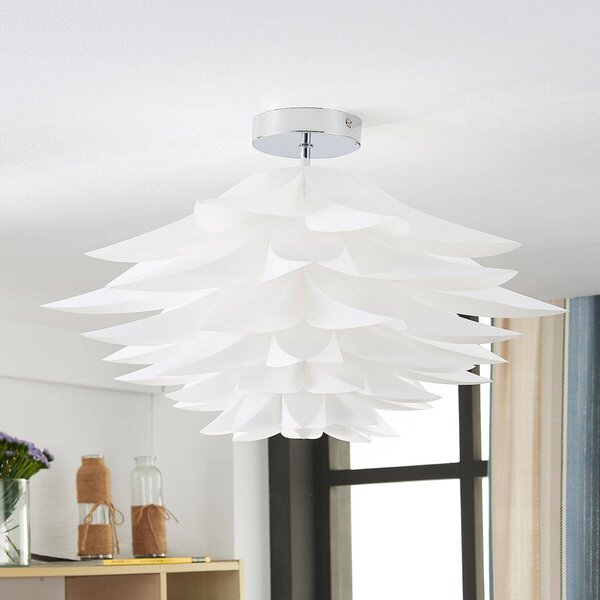 Plafoniera soffitto Rimon Lindby, dimmerabile, Bianco / Opale, Soggiorno / Sala da pranzo, Plastica, Moderno, Plafoniera