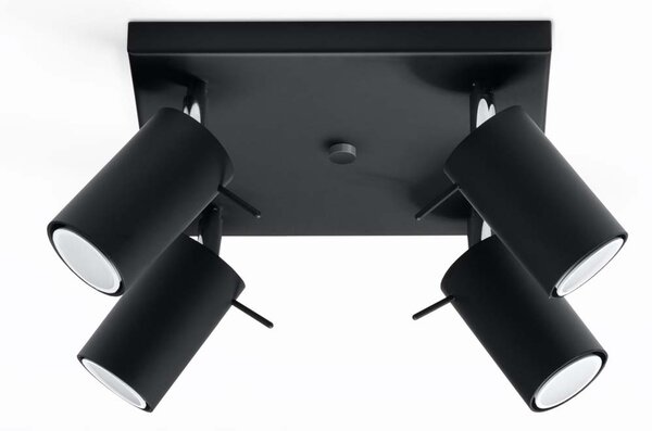 Lampada a soffitto RING 4 nero 4xGU10 10W acciaio 16x25x25cm Sollux Lighting