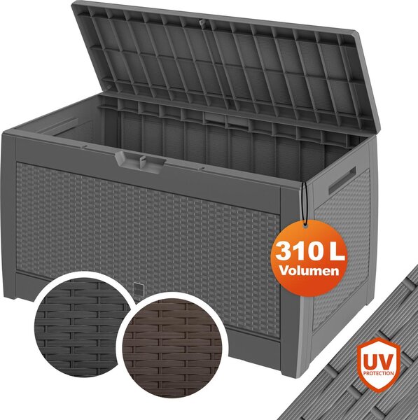 CASARIA® Baule da Giardino 310L Box Portacuscini 119x48x60cm 4 Rotelle Multibox 3 Maniglie Contenitore Richiudibile