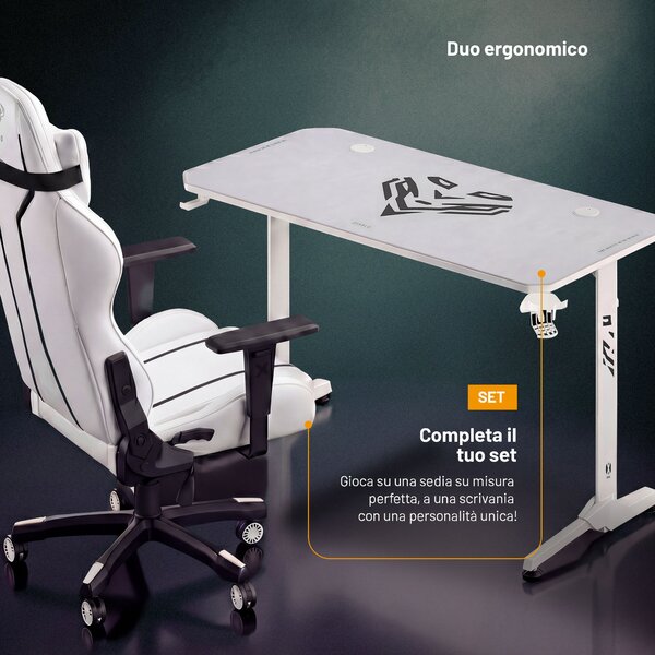 Scrivania gaming 140 cm bianca: Diablo X-Mate 1400