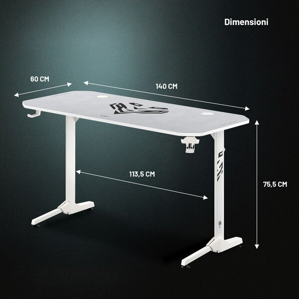 Scrivania gaming 140 cm bianca: Diablo X-Mate 1400