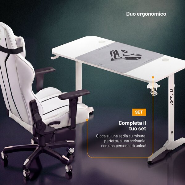 Scrivania gaming 160 cm bianca: Diablo X-Mate 1600
