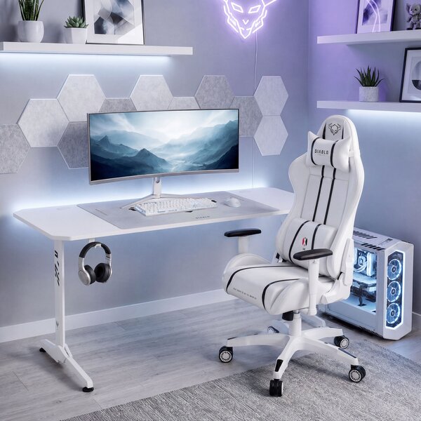 Scrivania gaming 160 cm bianca: Diablo X-Mate 1600