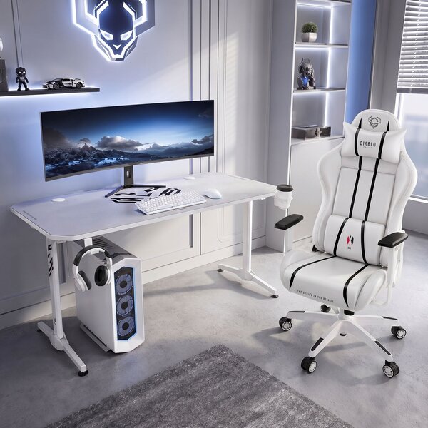 Scrivania gaming 140 cm bianca: Diablo X-Mate 1400