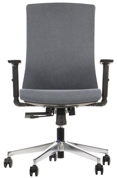 Sedia da ufficio girevole ergonomica TONO, base cromata, braccioli regolabili, rivestimento in grafite