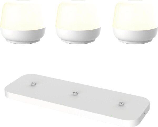 Lampada da tavolo Naxos - set di 3 - bianco + stazione di ricarica bianco - H8 x Ø9