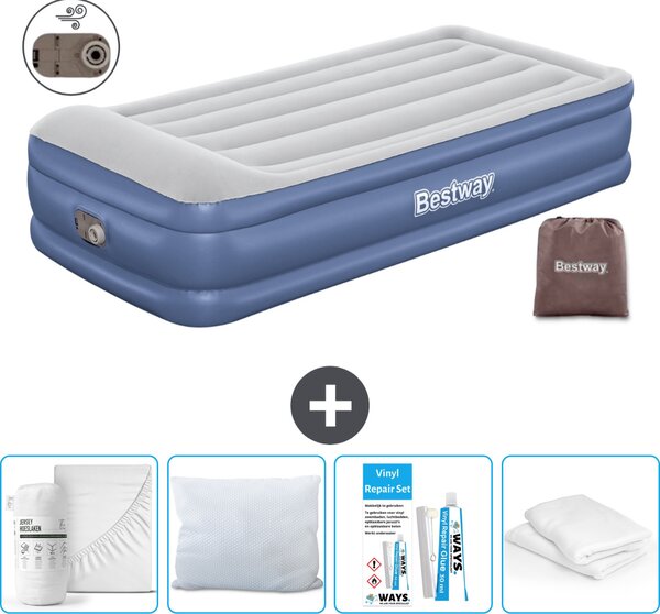 Materasso gonfiabile Bestway - 1 persona - 97 x 191 x 46 cm - Grigio/Blu - Accessori inclusi