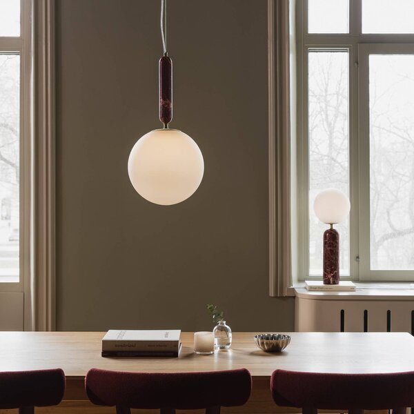 Globen Lighting Lampada a sospensione Torrano, dimmerabile, Rosso, Soggiorno / Sala da pranzo, Pietra, Scandinavo, Lampada a sospensione