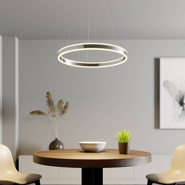 Lucande Lampada LED a sospensione Lyani, Ø 60 cm, cromo, dimmerabile Lyani Lucande,, Cromo / Argento, Soggiorno / Sala da pranzo, Metallo, Moderno