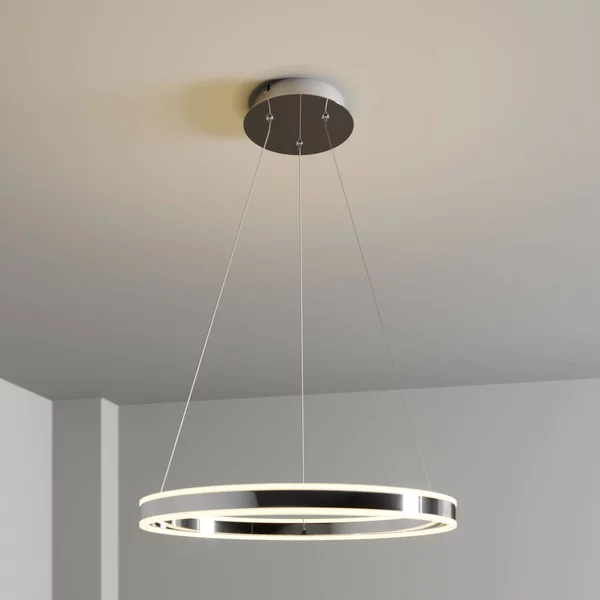 Lucande Lampada LED a sospensione Lyani, Ø 60 cm, cromo, dimmerabile Lyani Lucande,, Cromo / Argento, Soggiorno / Sala da pranzo, Metallo, Moderno