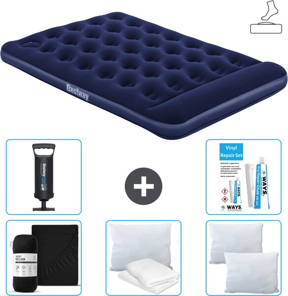Materasso gonfiabile Bestway - Letto alla francese - 137 x 191 x 28 cm - Blu - Accessori inclusi
