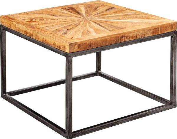 Tavolino in legno massiccio di mango 55x40x55 cm Tavolo con struttura in metallo | Wohnling