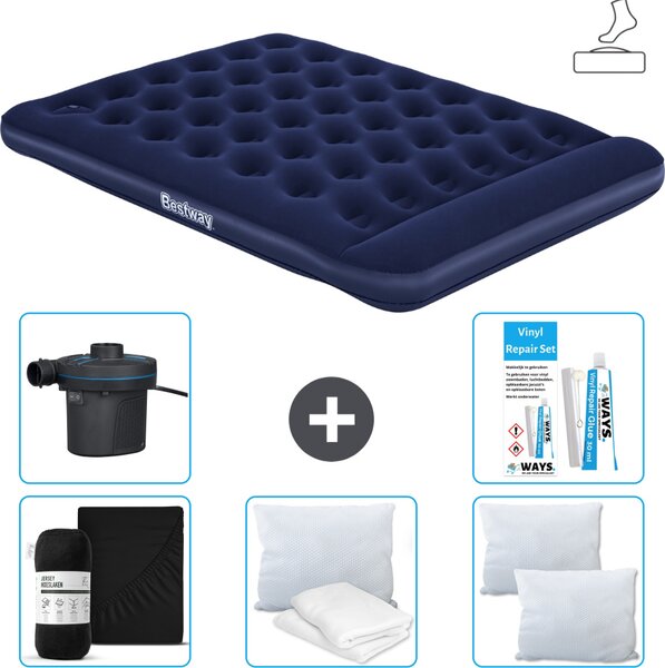 Materasso gonfiabile Bestway - 2 persone - 152 x 203 x 28 cm - Blu - Accessori inclusi