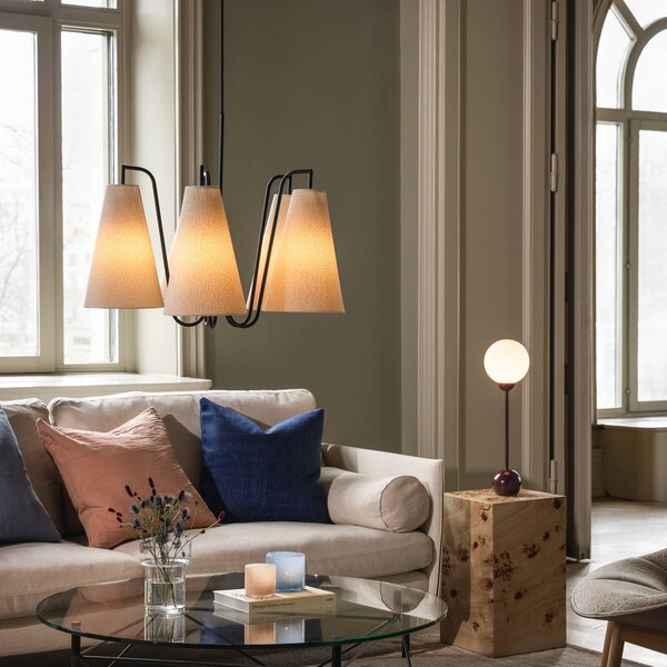 Globen Lighting Lampada a sospensione Lou Bouclé 5, dimmerabile, Bianco / Opale, Soggiorno / Sala da pranzo, Tessuto / Stoffa / Seta, Design, Lampada a sospensione