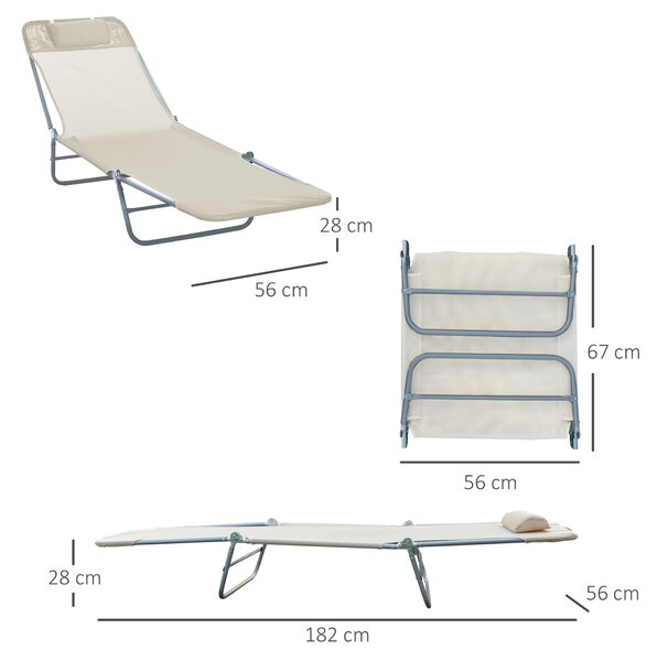 Outsunny Sedia Sdraio da Giardino, Lettino Prendisole Terrazzo Pieghevole, Schienale Reclinabile, Arredo Outdoor, Design Ergonomico|Aosom