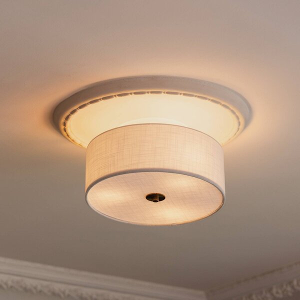 Globen Lighting Plafoniera Noah Ø 35 cm, bianca Noah, dimmerabile, Bianco / Opale, Soggiorno / Sala da pranzo, Tessuto / Stoffa / Seta, Scandinavo
