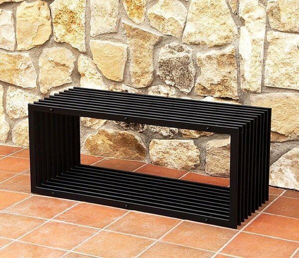 DanDiBo Panchina da giardino in metallo resistente alle intemperie nero 100 cm Panchina moderna a D Panchina da parco in ferro Panchina da fiore
