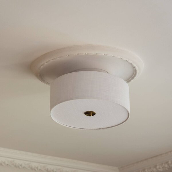 Globen Lighting Plafoniera Noah Ø 35 cm, bianca Noah, dimmerabile, Bianco / Opale, Soggiorno / Sala da pranzo, Tessuto / Stoffa / Seta, Scandinavo