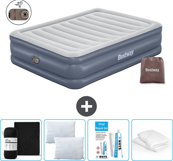 Materasso gonfiabile Bestway - 2 persone - 152 x 203 x 51 cm - Grigio - Accessori inclusi