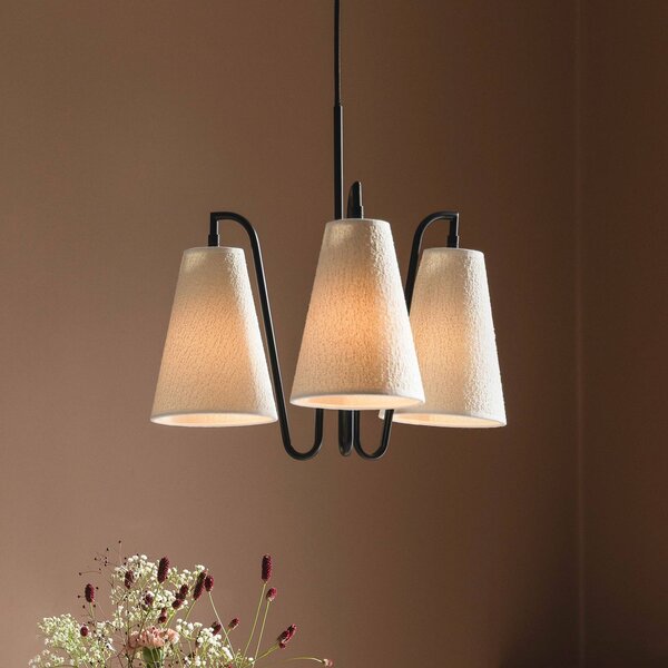 Globen Lighting Lampada a sospensione Lou Bouclé 3, dimmerabile, Bianco / Opale, Soggiorno / Sala da pranzo, Tessuto / Stoffa / Seta, Design, Lampada a sospensione