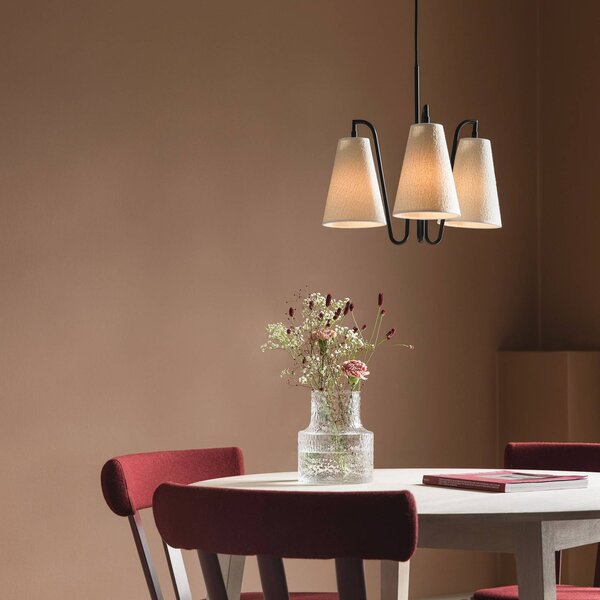 Globen Lighting Lampada a sospensione Lou Bouclé 3, dimmerabile, Bianco / Opale, Soggiorno / Sala da pranzo, Tessuto / Stoffa / Seta, Design, Lampada a sospensione