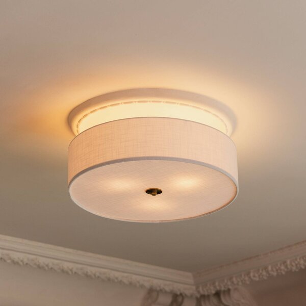 Globen Lighting Plafoniera Noah Ø 50 cm bianca Noah, dimmerabile, Bianco / Opale, Soggiorno / Sala da pranzo, Tessuto / Stoffa / Seta, Scandinavo