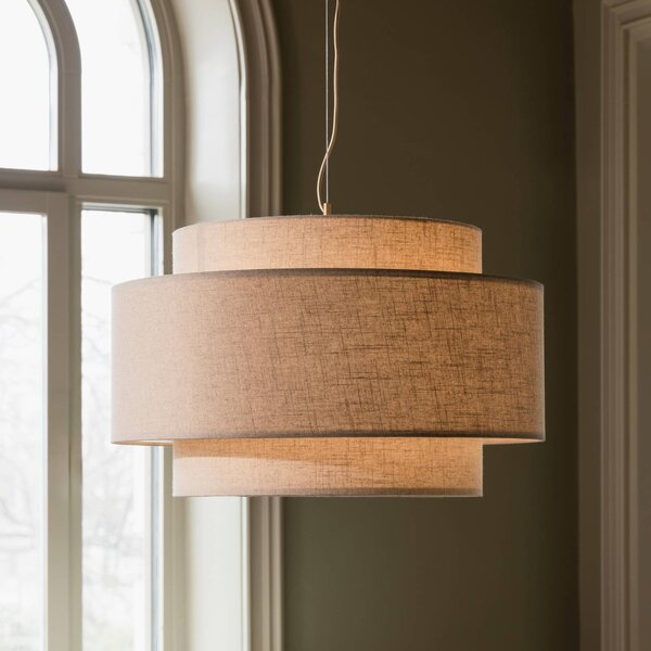 Globen Lighting Lampada a sospensione Noah Bouclé, dimmerabile, Crema / Ambra, Soggiorno / Sala da pranzo, Tessuto / Stoffa / Seta, Scandinavo, Lampada a sospensione