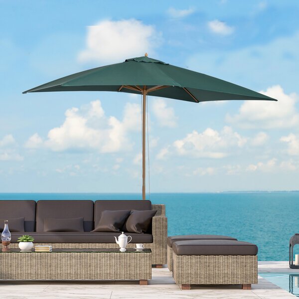 Outsunny Ombrellone da Giardino 2x2.95x2.55m, Parasole Impermeabile in Legno, Protezione UV, Facile Apertura, Verde|Aosom