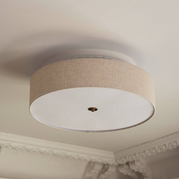 Globen Lighting Plafoniera Noah Ø 65 cm beige Noah, dimmerabile, Crema / Ambra, Soggiorno / Sala da pranzo, Tessuto / Stoffa / Seta, Scandinavo