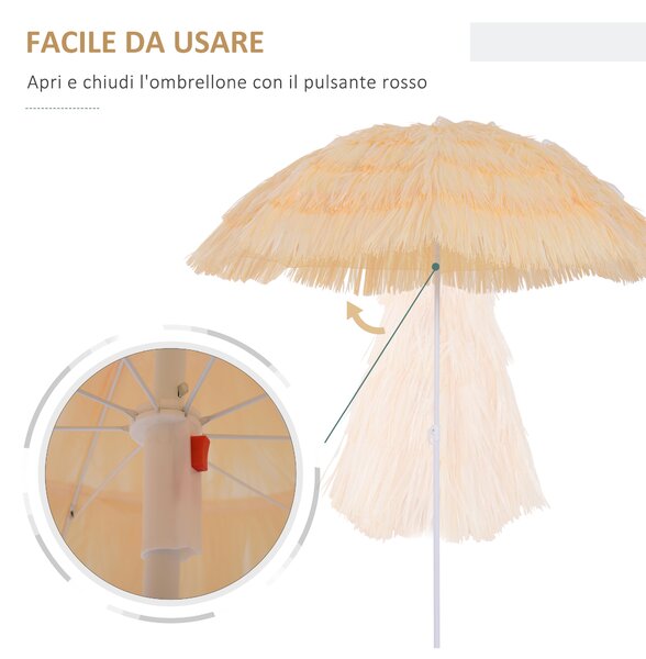 Outsunny Ombrellone portatile da giardino e spiaggia ,palo Inclinabile e 8 steche,Impermeabile Tettuccio Ø160cm, Beige|Aosom