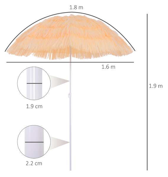 Outsunny Ombrellone portatile da giardino e spiaggia ,palo Inclinabile e 8 steche,Impermeabile Tettuccio Ø160cm, Beige|Aosom