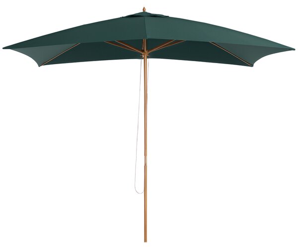Outsunny Ombrellone da Giardino 2x2.95x2.55m, Parasole Impermeabile in Legno, Protezione UV, Facile Apertura, Verde|Aosom