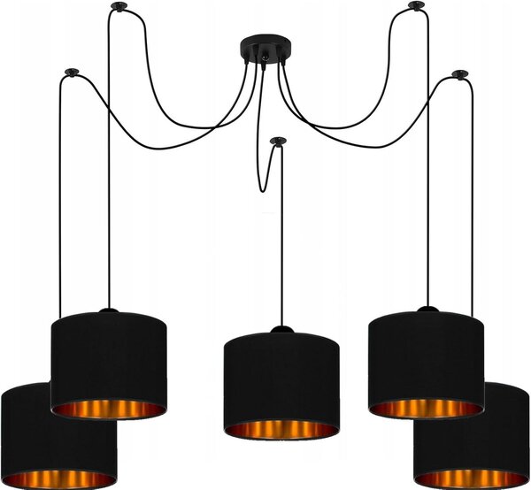 Lampada da soffitto nera lampada lampada lampada velour vintage moderna E27 lampada di design a 5 fiamme N230-P5-S