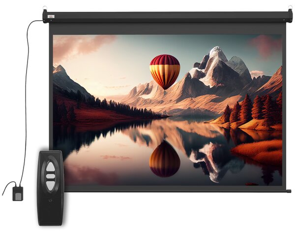 HOMCOM Schermo per Proiettore 89" Formato 4:3 Regolabile con Telecomando, 171x130cm, Nero
