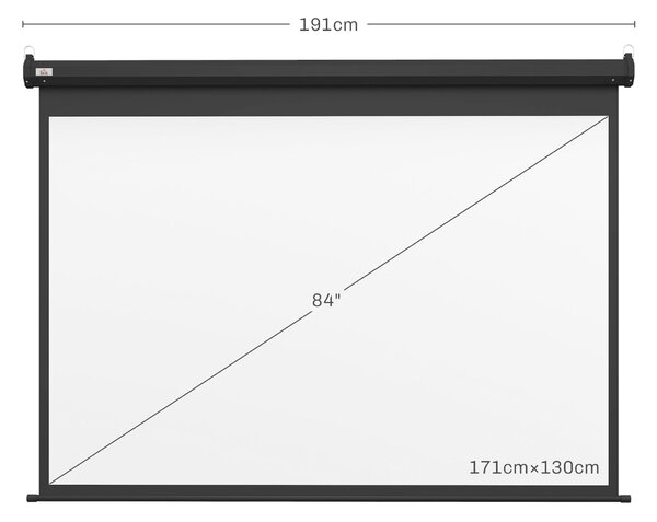 HOMCOM Schermo per Proiettore 89" Formato 4:3 Regolabile con Telecomando, 171x130cm, Nero