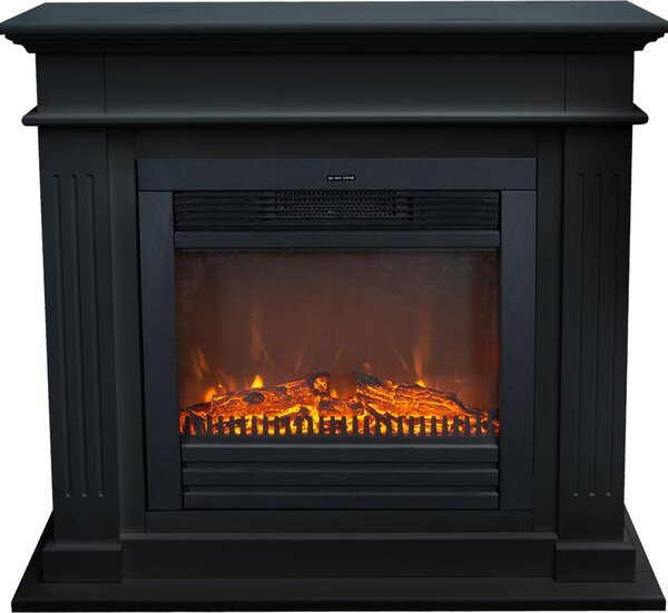 Camino elettrico Xaralyn - Elda ELU-MDB - nero effetto legno - potenza di riscaldamento 1400 Watt - con telecomando - mensola del camino con camino da incasso incluso - camino decorativo