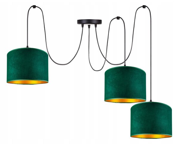 Lampada da soffitto verde lampada velour vintage moderna E27 lampada di design a 3 luci N230-P3-G