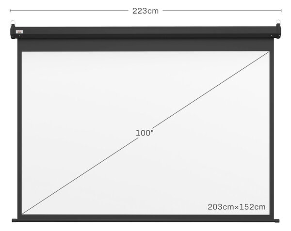 HOMCOM Schermo per Proiettore 100" Formato 4:3 Regolabile con Telecomando, 203x152cm, Nero