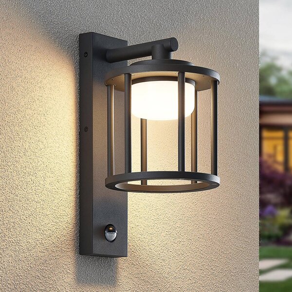 Lucande Applique da esterno Berenike, sensore, antracite, metallo Berenike Lucande, dimmerabile, Alluminio / Grigio / Zincato, Alluminio, Moderno