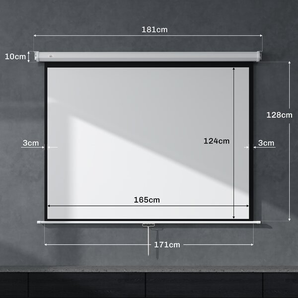 HOMCOM Schermo per Proiettore 84" Formato 4:3, Angolo di 160° e Montaggio a Soffitto o Parete