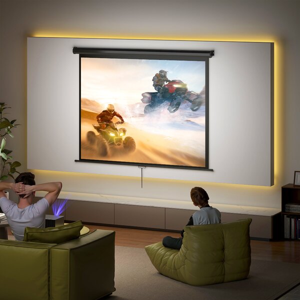 HOMCOM Telo per Proiettore 84" Formato 4:3, Angolo di 160° e Montaggio a Soffitto o Parete, Nero | Aosom Italy