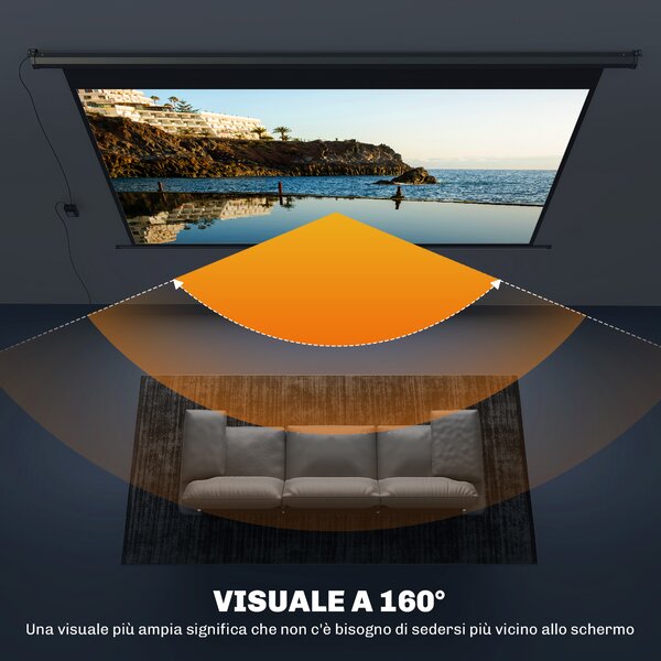 HOMCOM Telo per Proiettore 120" 16:9 Motorizzato con Telecomando, Fissaggio a Muro e Soffitto, Nero | Aosom Italy