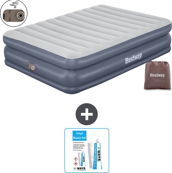 Materasso gonfiabile Bestway - 2 persone - 152 x 203 x 51 cm - Grigio - - Accessori inclusi