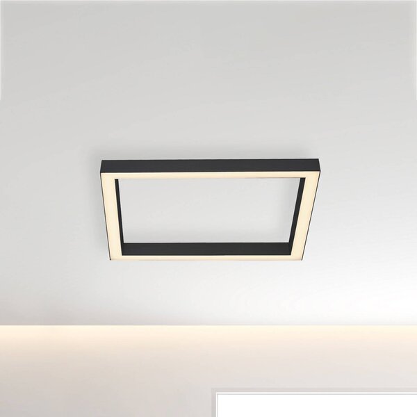 PURE Plafoniera a LED Lines Square, dimmerabile, Nero, Soggiorno / Sala da pranzo, Alluminio, Moderno, Plafoniera LED